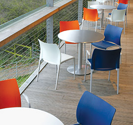 cafeteria chairs and tables