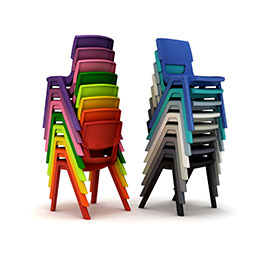 multi coloured school chairs